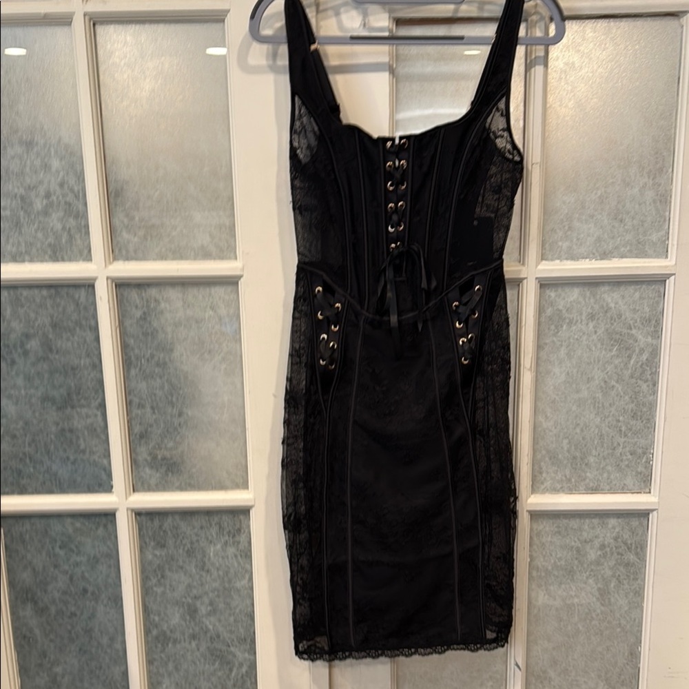 Honey Birdette Black Sequin Bustier Mini Dress Rebecca